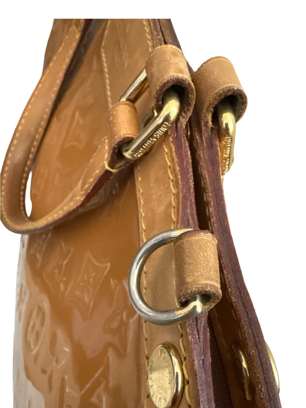 Louis Vuitton Vernis Brea GM Bronze Patent Leather Satchel Shoulder Bag